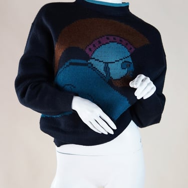 documented F/W 1982 Gianni Versace sweater with ancient warrior 