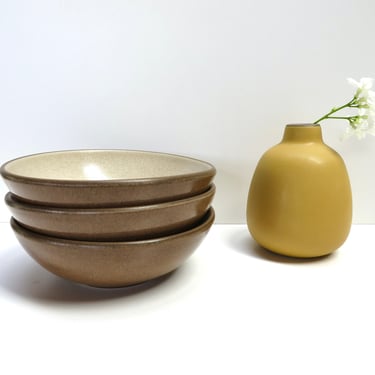 Set of 3 Vintage Heath Ceramics 5 1/4" Dessert Bowls In Sandalwood, Edith Heath Ceramics, Coupe Line Shallow Berry Bowls 