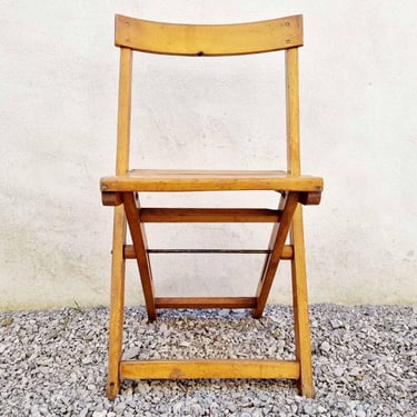 Mid Century Folding Wooden Chair / Vintage Folding Chair / Italian Design Chair / Natural Brown Wooden Chair / Chairs / Italy / 1960 / '60s 