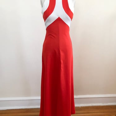 Red and White Maxi Dress - 1970s 
