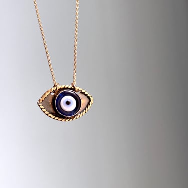 Silver and Gold Evil Eye Necklace Handmade  One of a Kind 