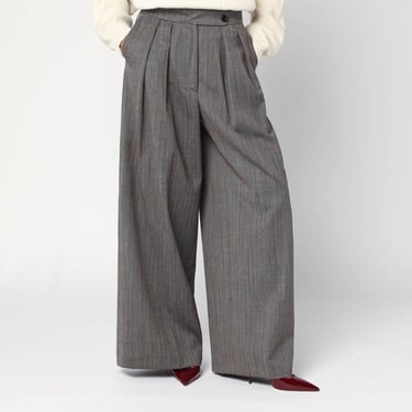 Dries Van Noten Wide Gray Wool Palazzo Pants Women