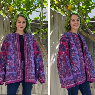 Vintage 1990’s Purple Paisley Quilted Jacket 