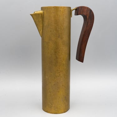 Mid-century Italian Brass Pitcher with Rosewood Handle 