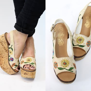 1970s deadstock CORK platform shoes size 5 us | new spring summer 