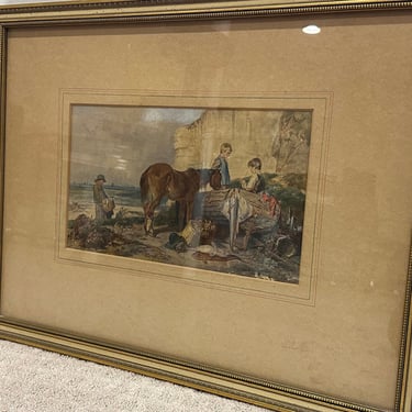 Watercolor on Paper United Kingdom 19th Century Signed Free Shipping 