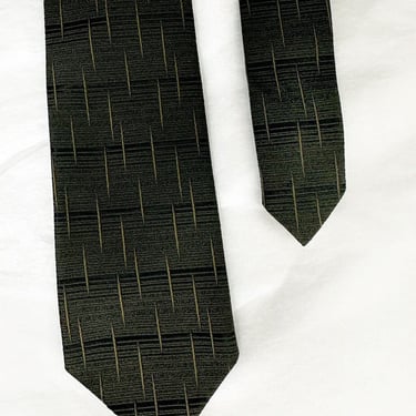 Mid Century Green Skinny Men's TIE Suit Necktie 1950's, 1960's Vintage Mod 