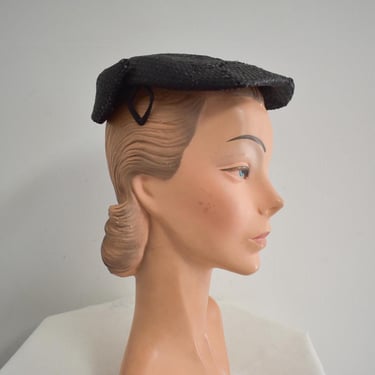 1940s Colby Black Straw Hat 