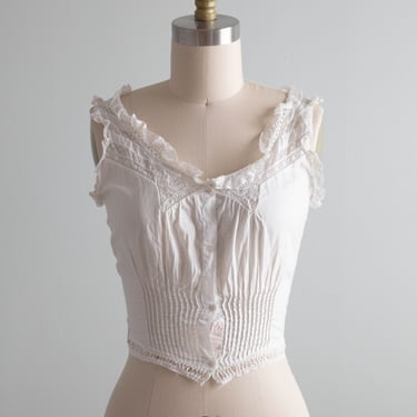 The Sweetest Edwardian Pin Tuck Pleated Cotton Corset Cover / XS