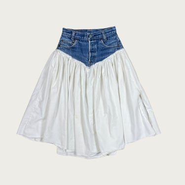 (24") Vintage Reworked Levi's White Cotton Midi Skirt