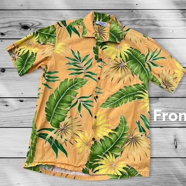 Vintage Pacific Legend Apparel Made in Hawaii Made in USA Bright Yellow and Green Hawaiian Shirt by LeChalet