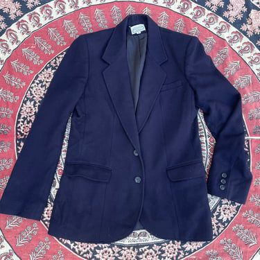 Vintage 1970s - early ‘80s THE VILLAGER navy blue wool blazer | classic preppy jacket, ladies 10 fits like S/M 