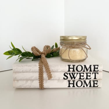 NEW - Home Sweet Home Vinyl Lettering Stacked Books, Vintage, Rustic, Aged Books 