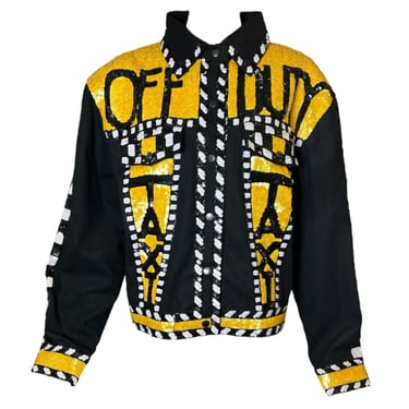 90s Hand Sequined Maximalist Novelty Taxi Jacket