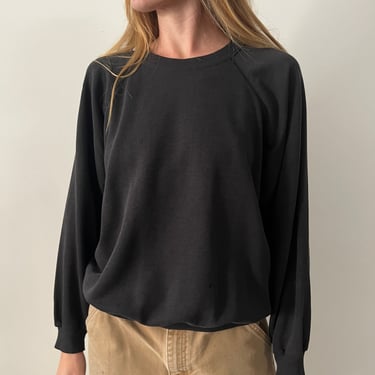 Boxy Soft Black Crewneck Sweatshirt