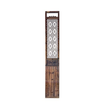 Chinese Vintage Geometric Pattern Tall Wood Floor Panel Screen ws3330E 