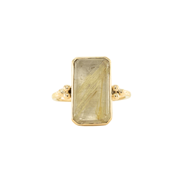 Rutilated Quartz Emerald Cut Ring