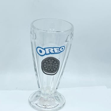 Oreo Milkshake Fluted Glass 7" Great Condition Collectible OREO Logo- Great condition Heavy Glass 