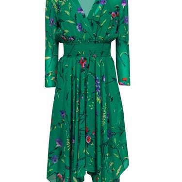 Maje - Green Long Sleeve Floral Print Dress Sz L