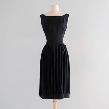 Vintage 1960's Fabulous Carwash Fringe Rayon Crepe Little Black Dress / SM