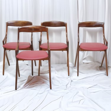 Set of Four Danish Modern Sculptural Dining Chairs, C. 1950s 