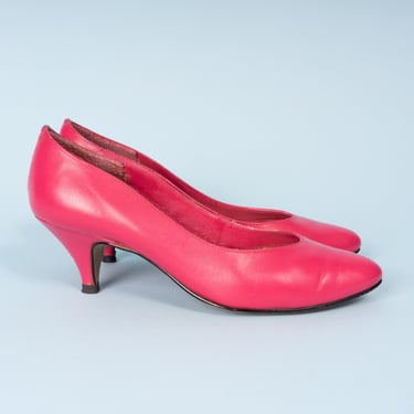 Vintage 80s Michael Finelli Hot Pink Kitten Heels Size (6.5B) 