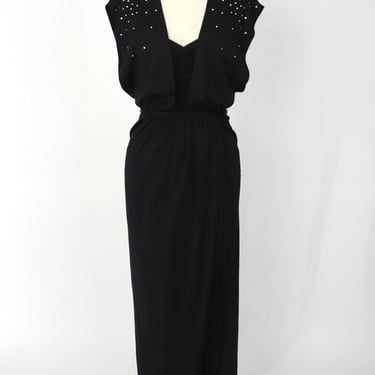 1970s Rhinestone Jersey Dress