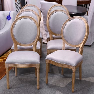 Set of 6 Noble House Home Oval Back Dining Chairs in Natural Linen
