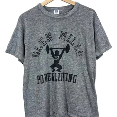 Vintage 80's Glen Mills Powerlifting Tri Blend T-Shirt Large