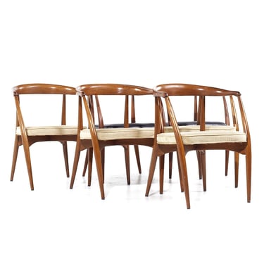 Lawrence Peabody Mid Century Walnut Arm Chairs - Set of 6 - mcm 
