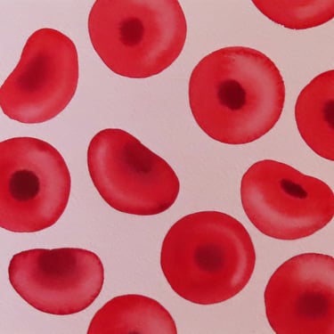 Red Blood Cells 7 - original watercolor painting of erythrocytes 