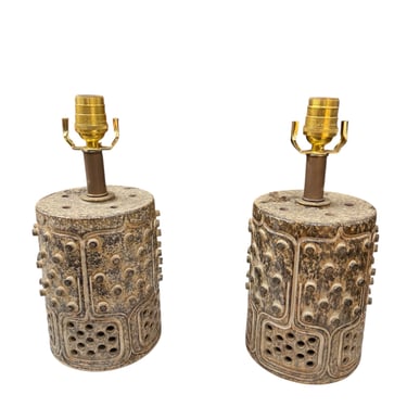 Pair Vintage Danish Pottery Lamp Bases