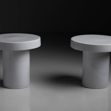 Enameled Ceramic Side Tables