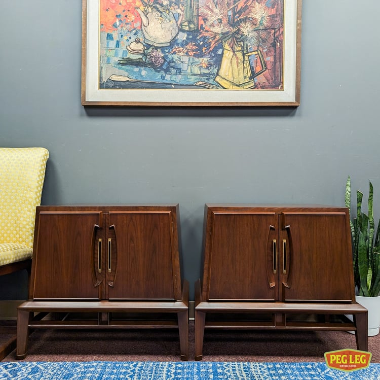 Pair of Mid-Century Modern walnut nightstands by Helen & Hobey Baker