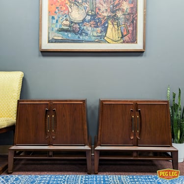 Pair of Mid-Century Modern walnut nightstands by Helen & Hobey Baker