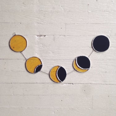 Solar Eclipse Garland - stained glass moon phase - celestial - sun eclipse - glass sun - eco friendly 
