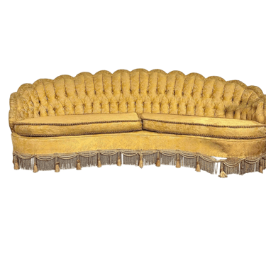 Hollywood Regency Curved Scallop Back Sofa