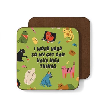 Work Hard Cat Coaster