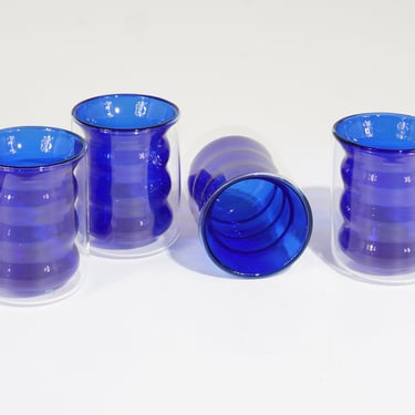 Double Walled Blue Glass Cup 