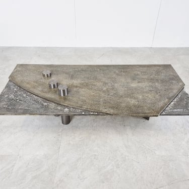 Brutalist coffee table by Pia Manu, 1970s - mid century coffee table - slate stone coffee table - brutalism - pia manu table 