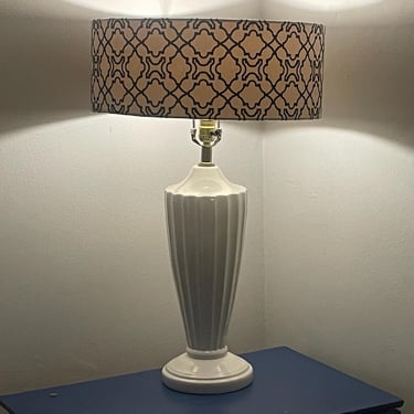 Vintage Danish Porcelain Table Lamp - Cream - Fluted Body - Incised Lines - 1970s - Schollert or Eslau 