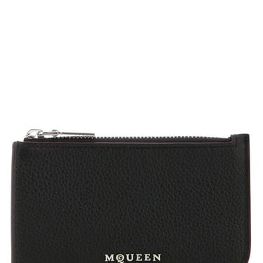 Alexander Mcqueen Men Black Leather Card Holder