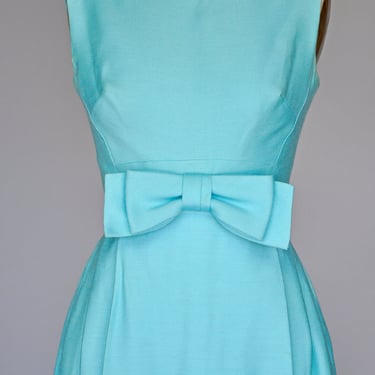 1960s aqua blue sleeveless party dress XS 