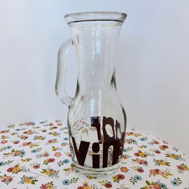 Vintage Vinegar Cruet Serving Pitcher Brown Mod Lettering No Stopper 