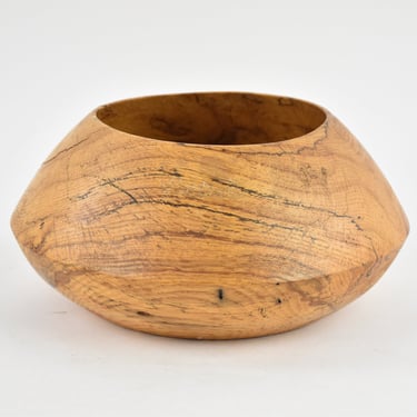 Signed Hand-Turned Wood Bowl Vase 