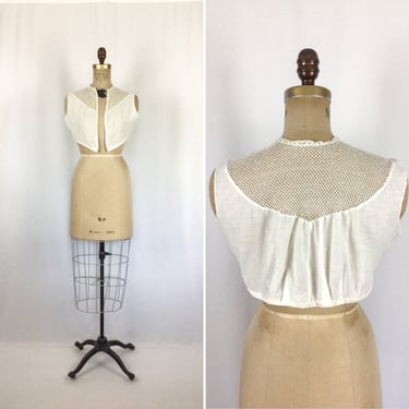 Vintage Edwardian Corset Cover  | Vintage white cotton corset cover | Late 1900s net cotton camisole top 