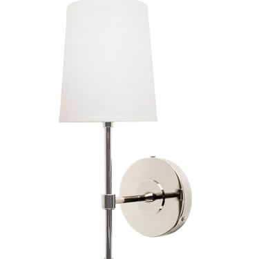 Adams Wall Sconce with Linen Shade, Polished Nickel