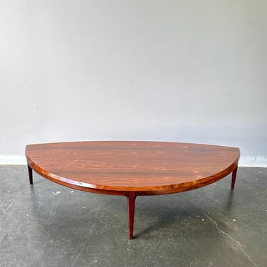 Danish Mid Century Rosewood Half Moon Coffee Table Circa 1960 