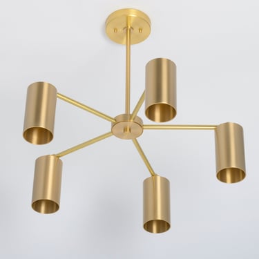 Modern Chandelier - Brass Light Fixture - Heavy Gauge Brass - Can Lighting - Dining Room Lighting - Multi Bulb Lamp 