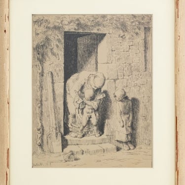 Jean Millet "La Precaution..." Cliche-Verre